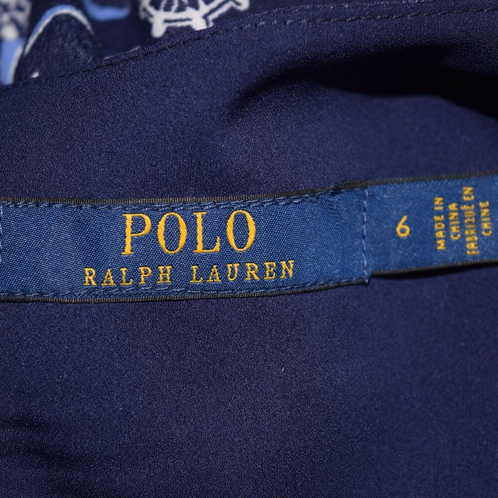 NWOT Polo Ralph Lauren Navy Nautical Cutout Lined Short Sleeve Belt Dress Size 6 - Picture 6 of 9